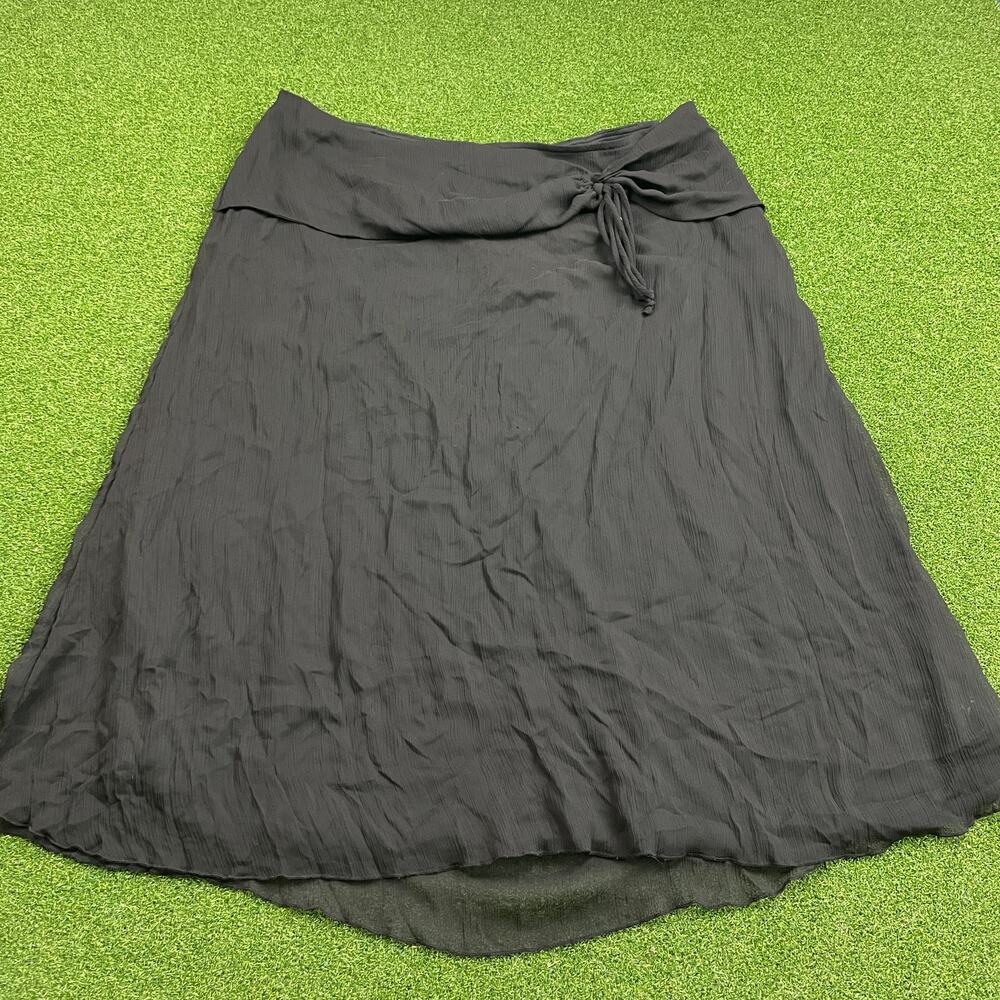 Vintage White Stag Black Lined Gothic Crinkle Midi Skirt Sz 18